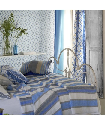 Tissu Brera Viale Cobalt le des métaux précieux