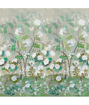 Tissu Fleur Orientale Celadon pas cher