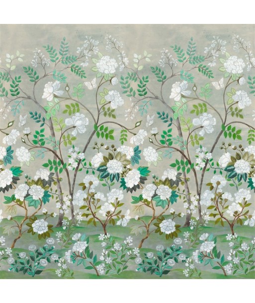 Tissu Fleur Orientale Celadon pas cher