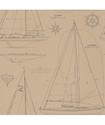 Papier Peint RL Boat Blueprint Vintage Blue destockage